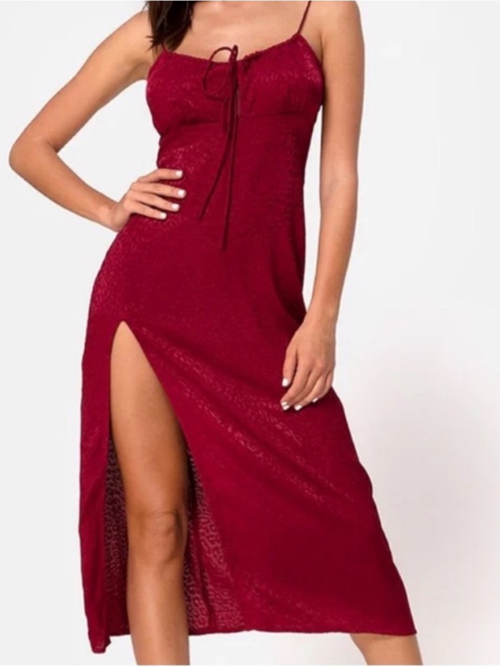 NWT Motel Rocks Cypress Midi Dress In Satin Cheetah Raspberry